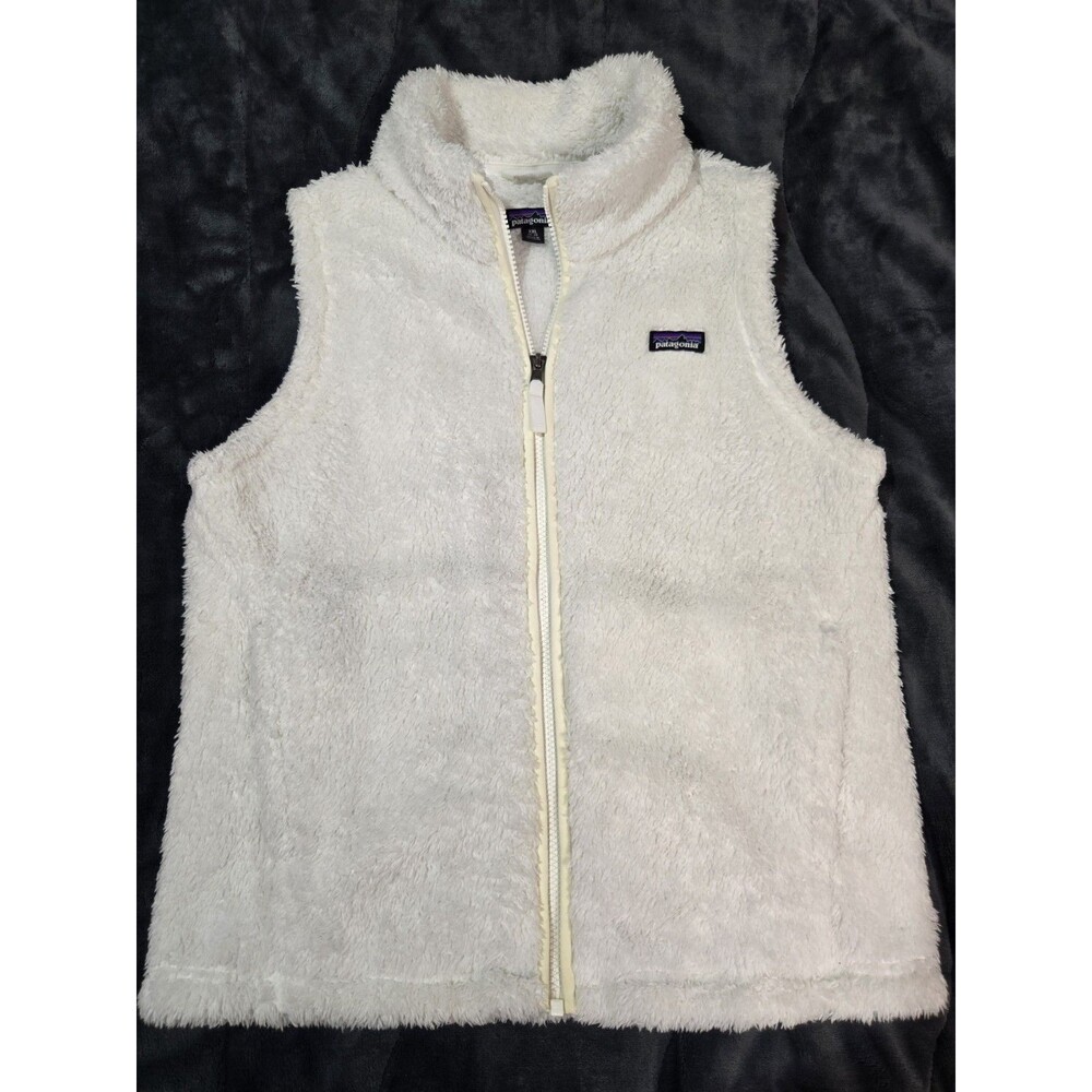 Patagonia Los Gatos Fleece Vest Cream Full Zip Mock Neck Girls  XXL deep pile